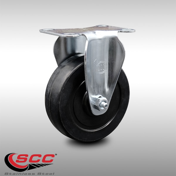 Service Caster 4 Inch SS Soft Rubber Wheel Rigid Top Plate Caster SCC-SS20R414-SRS - main
